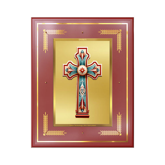 Holy Cross | Sacred Christian Symbol Wall Art Photo Frame in 24K Gold Plated Foil