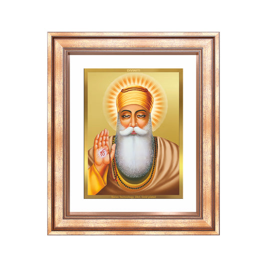 Diviniti 24K Gold Plated Guru Nanak Dev Ji (Classic) Sacred Sikh Wall Frame for Home Decor & Office Ambiance | Premium Spiritual Gift