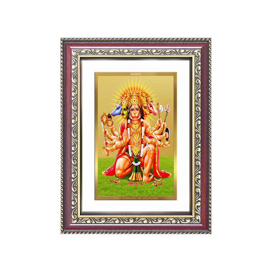 Diviniti 24K Gold Plated Panchmukhi Hanuman (Classic) Divine Wall Frame for Home Mandir & Office Decor | Luxury Spiritual Gift