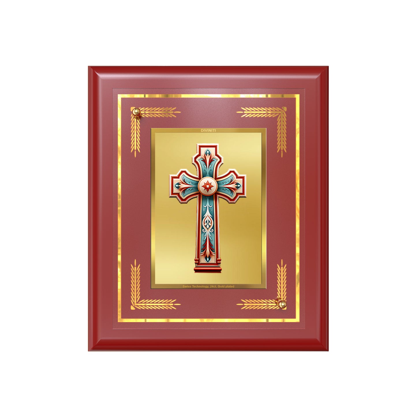 Diviniti 24K Gold Plated Holy Cross Wall & Tabletop Photo Frame | Sacred Christian Art | Faith, Hope & Divine Blessings