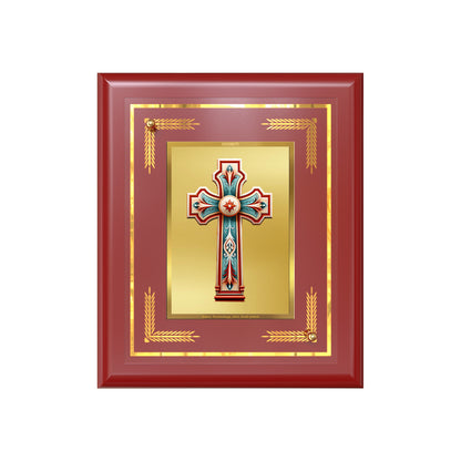 Diviniti 24K Gold Plated Holy Cross Wall & Tabletop Photo Frame | Sacred Christian Art | Faith, Hope & Divine Blessings