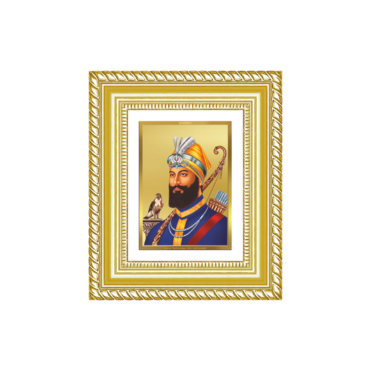 Diviniti 24K Gold Plated Guru Gobind Singh Ji Sacred Sikh Table Top Frame for Home Decor & Office Ambiance | Premium Spiritual Gift