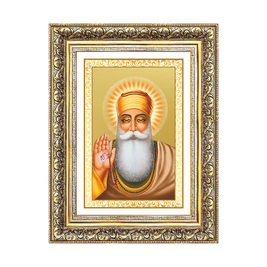 Diviniti 24K Gold Plated Guru Nanak Dev Ji (Classic) Sacred Sikh Wall Frame for Home Decor & Office Ambiance | Premium Spiritual Gift