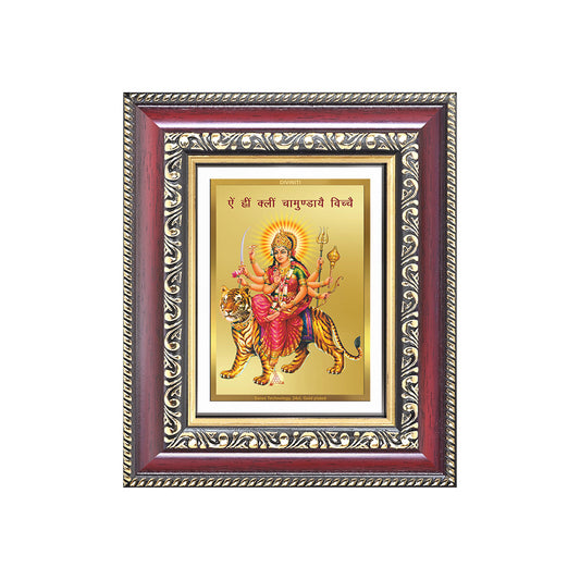 Diviniti 24K Gold Plated Durga With Mantra (Classic) Divine Table Top Frame for Home Mandir & Office Decor | Luxury Spiritual Gift