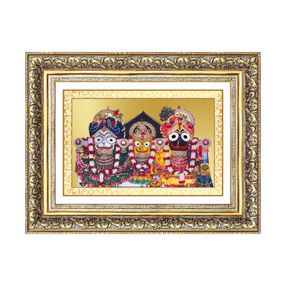 Diviniti 24K Gold Plated Jagannath Subhadra Balabhadra (Classic) Divine Wall Frame for Home Mandir & Office Decor | Luxury Spiritual Gift
