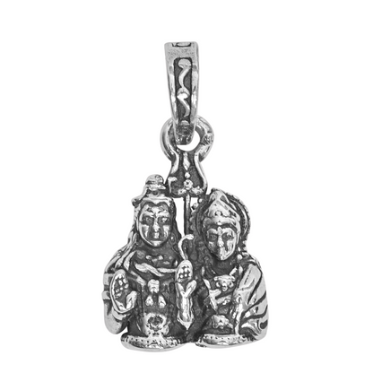 DIVINITI 925 Pure Silver Shiv Parvati Big Pendant For Men, Women & Kids Divine God Pendant For Birthday, Anniversary, Special Occasion Gift (2x2 CM 12 g)