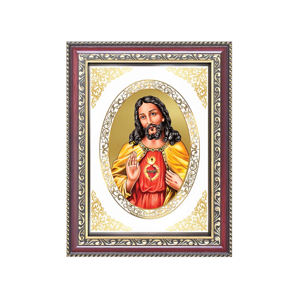 Jesus Christ | Christian Divine Wall & Tabletop Royal Photo Frame in 24K Gold Plated Foil