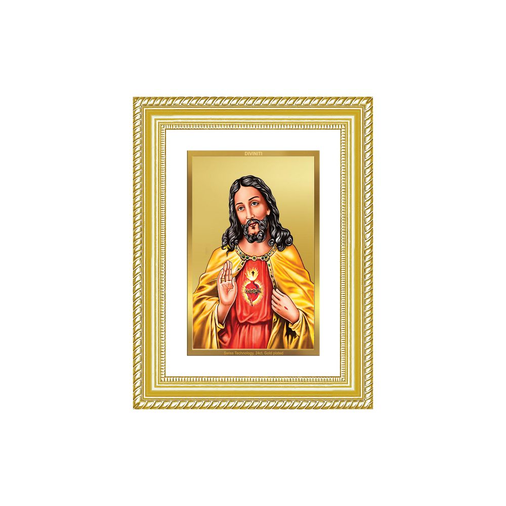 Diviniti 24K Gold Plated Jesus Christ (Classic) Divine Wall Frame for Home Mandir & Office Decor | Luxury Spiritual Gift