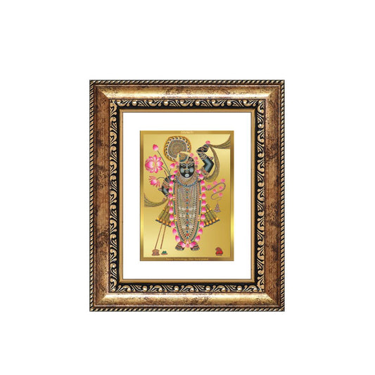 Diviniti 24K Gold Plated Shrinath Ji Divine Table Top Frame for Home Mandir & Office Decor | Luxury Spiritual Gift