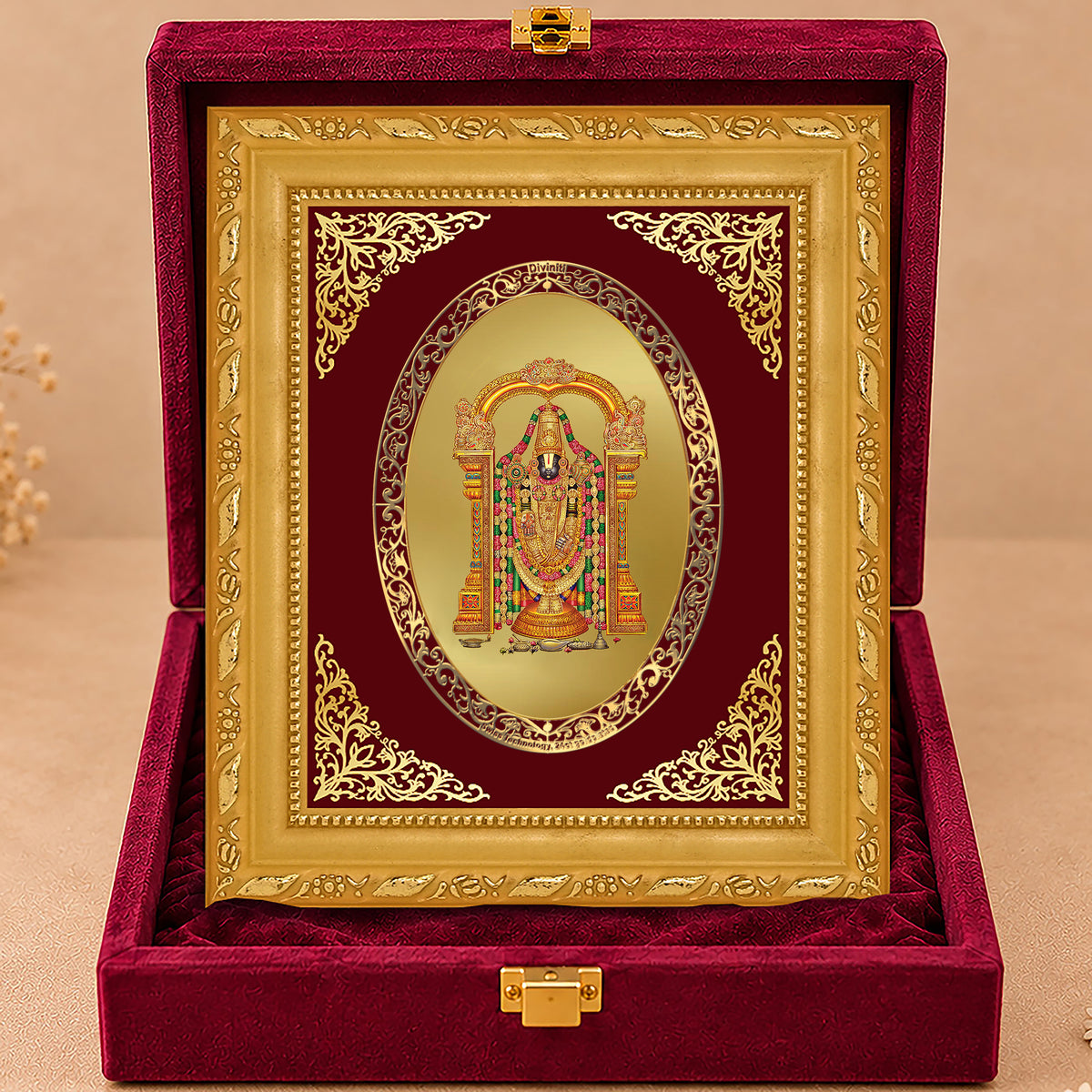 24K Gold-Plated Tirupati Balaji Frame | Premium Gift Box | 21.5x17.5 CM