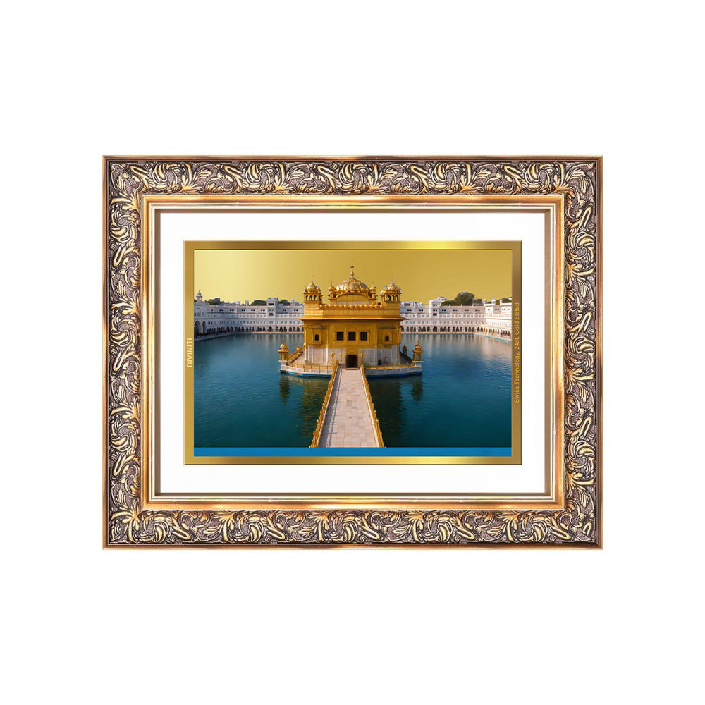Diviniti 24K Gold Plated Golden Temple (Classic) Divine Wall Frame for Home Mandir & Office Decor | Luxury Spiritual Gift