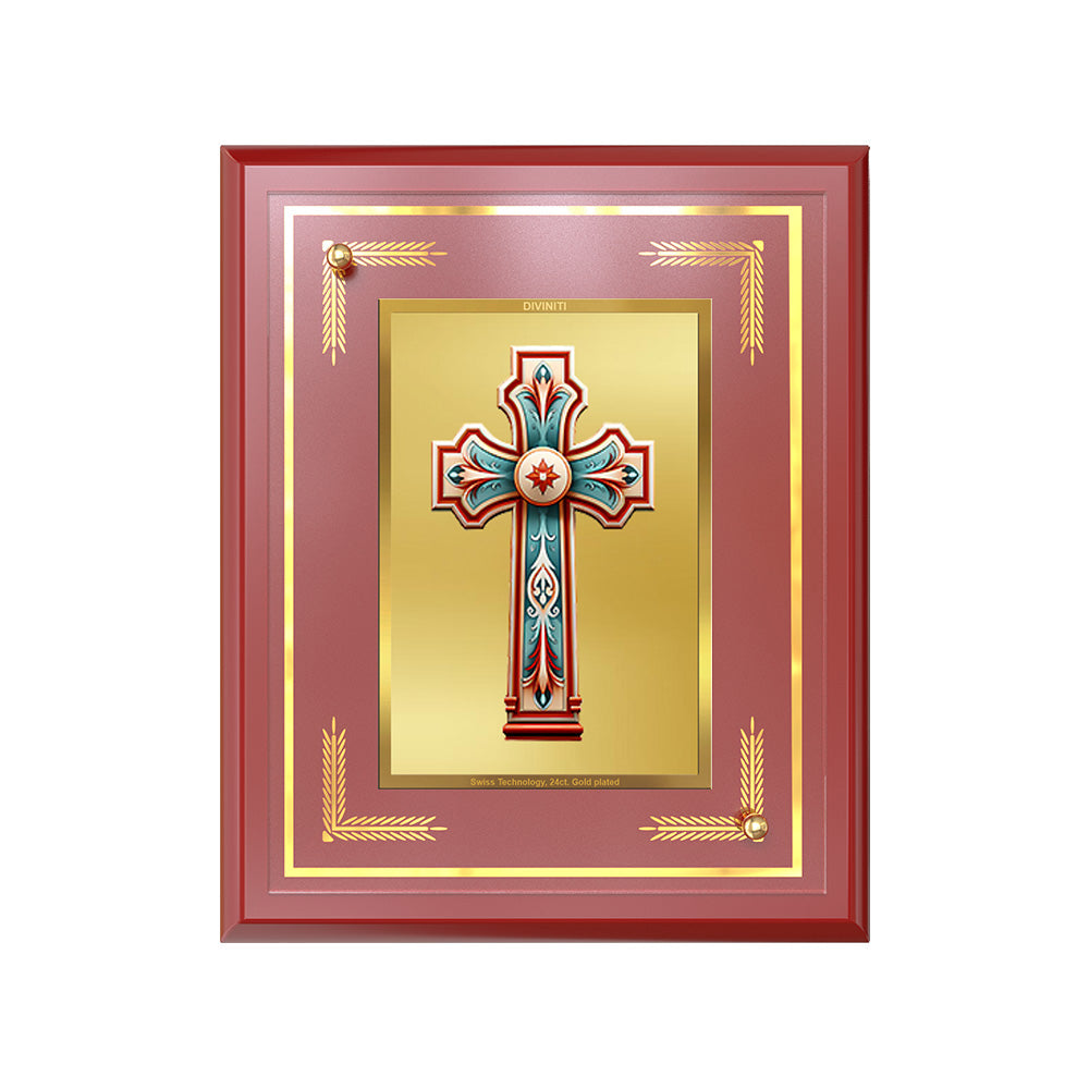 Diviniti 24K Gold Plated Holy Cross Blessing Tabletop Photo Frame | Faith, Hope & Divine Grace
