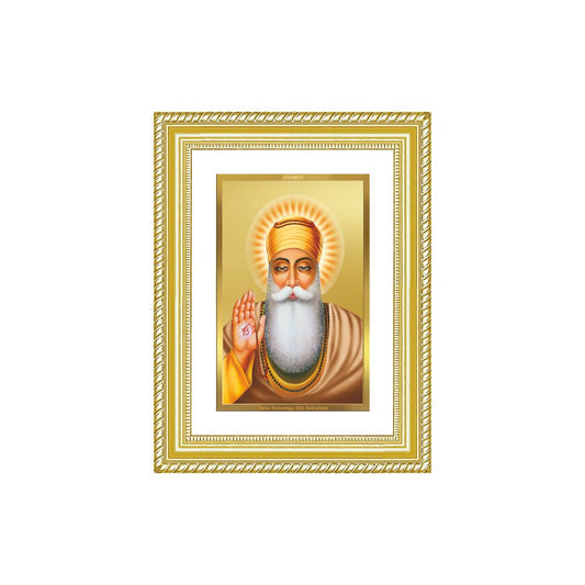 Diviniti 24K Gold Plated Guru Nanak Dev Ji (Classic) Sacred Sikh Wall Frame for Home Decor & Office Ambiance | Premium Spiritual Gift