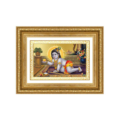 Diviniti 24K Gold Plated Laddu Gopal (Classic) Divine Wall Frame for Home Mandir & Office Decor | Luxury Spiritual Gift