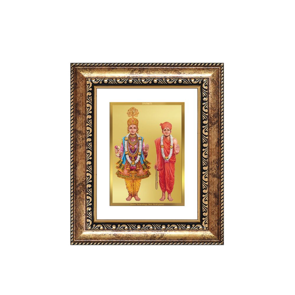 Diviniti 24K Gold Plated Swaminarayan Divine Table Top Frame for Home Mandir & Office Decor | Luxury Spiritual Gift