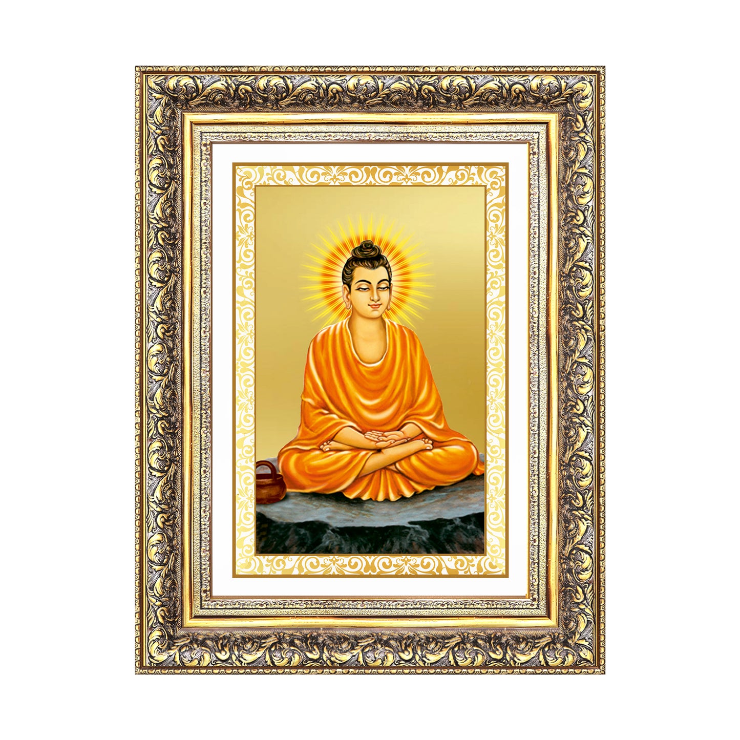 Diviniti 24K Gold Plated Buddha (Classic) Divine Wall Frame for Home Mandir & Office Decor | Luxury Spiritual Gift