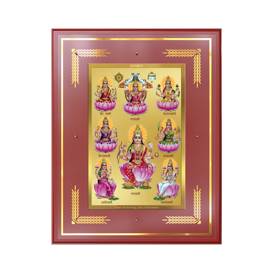 Ashtalakshmi | Lakshmi Devi for Wall Mount Photo Frame in 24K Gold Plated Foil