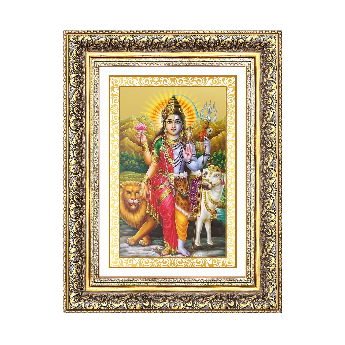 Ardhnarishwara | Naranari | Ammaiyappan Ardhanarinateshvara for Wall Photo Frame in 24K Gold Plated Foil