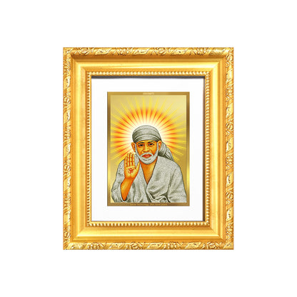 Diviniti 24K Gold Plated Sai Baba With Blessings |Divine Table Top Frame for Home Mandir & Office Decor | Luxury Spiritual Gift