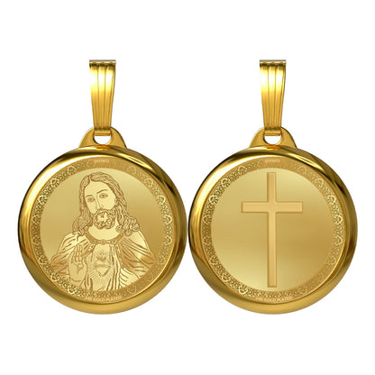 Diviniti 24K Gold Plated Jesus & Cross Pendant – 18mm Double-Sided Spiritual Pendant