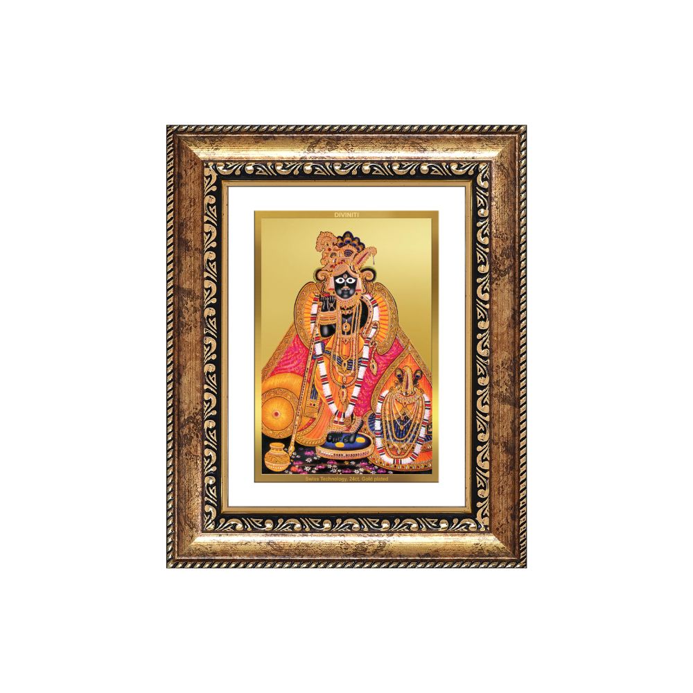Diviniti 24K Gold Plated Banke Bihari Ji (Classic) Divine Wall and Table Top Frame for Home Mandir & Office Decor | Luxury Spiritual Gift