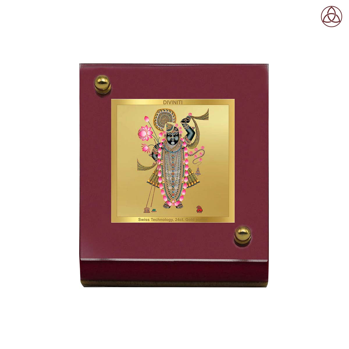 Lord Shrinathji | Divine Form of Krishna from Nathdwara Car Dashboard Frame in 24K Gold Plated Foil