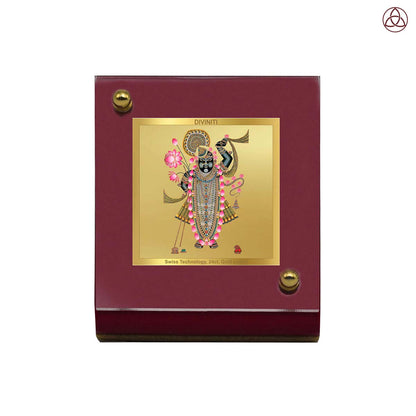 Lord Shrinathji | Divine Form of Krishna from Nathdwara Car Dashboard Frame in 24K Gold Plated Foil