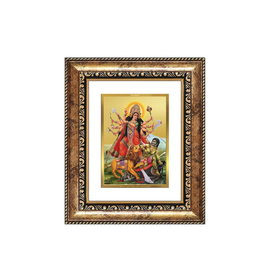 Diviniti 24K Gold Plated Durga - Mahishasura Mardini Divine Table Top Frame for Home Mandir & Office Decor | Luxury Spiritual Gift