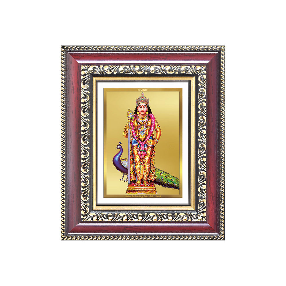 Diviniti 24K Gold Plated Murugan (Classic) Divine Table Top Frame for Home Mandir & Office Decor | Luxury Spiritual Gift