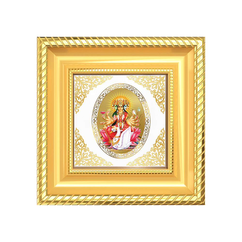 Gayatri Mata | Divine Goddess Royal Tabletop Photo Frame in 24K Gold Plated Foil