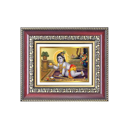 Diviniti 24K Gold Plated Laddu Gopal (Classic) Divine Table Top Frame for Home Mandir & Office Decor | Luxury Spiritual Gift