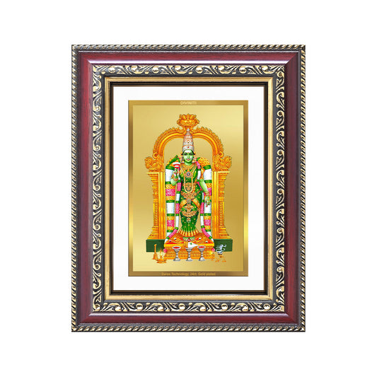 Diviniti 24K Gold Plated Meenakshi Amman (Classic) Divine Wall and Table Top Frame for Home Mandir & Office Decor | Luxury Spiritual Gift