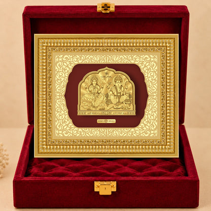24K Gold-Plated Lakshmi Ganesha Frame | Premium Gift Box | 30x35 CM