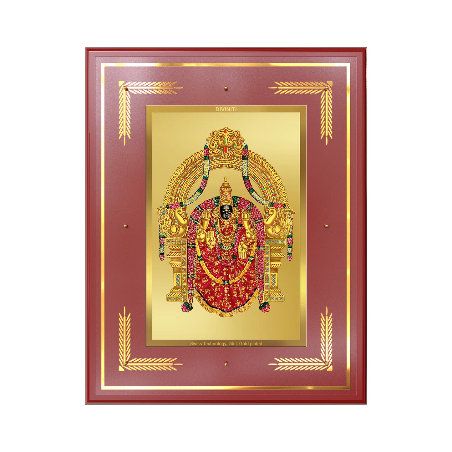 Goddess Padmavati | Consort of Lord Tirupati Balaji Wall Mount Photo Frame in 24K Gold Plated Foil