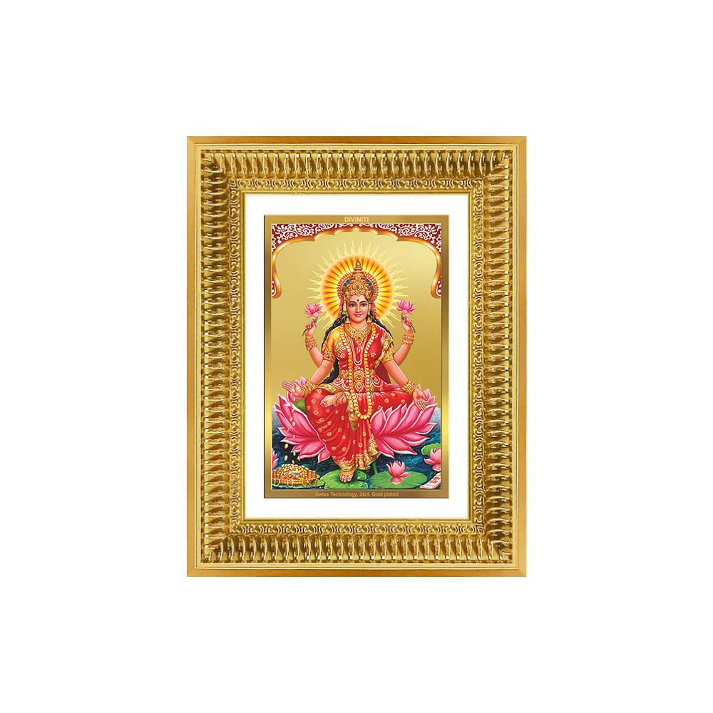 Diviniti 24K Gold Plated Lakshmi (Classic) Divine Wall Frame for Home Mandir & Office Decor | Luxury Spiritual Gift