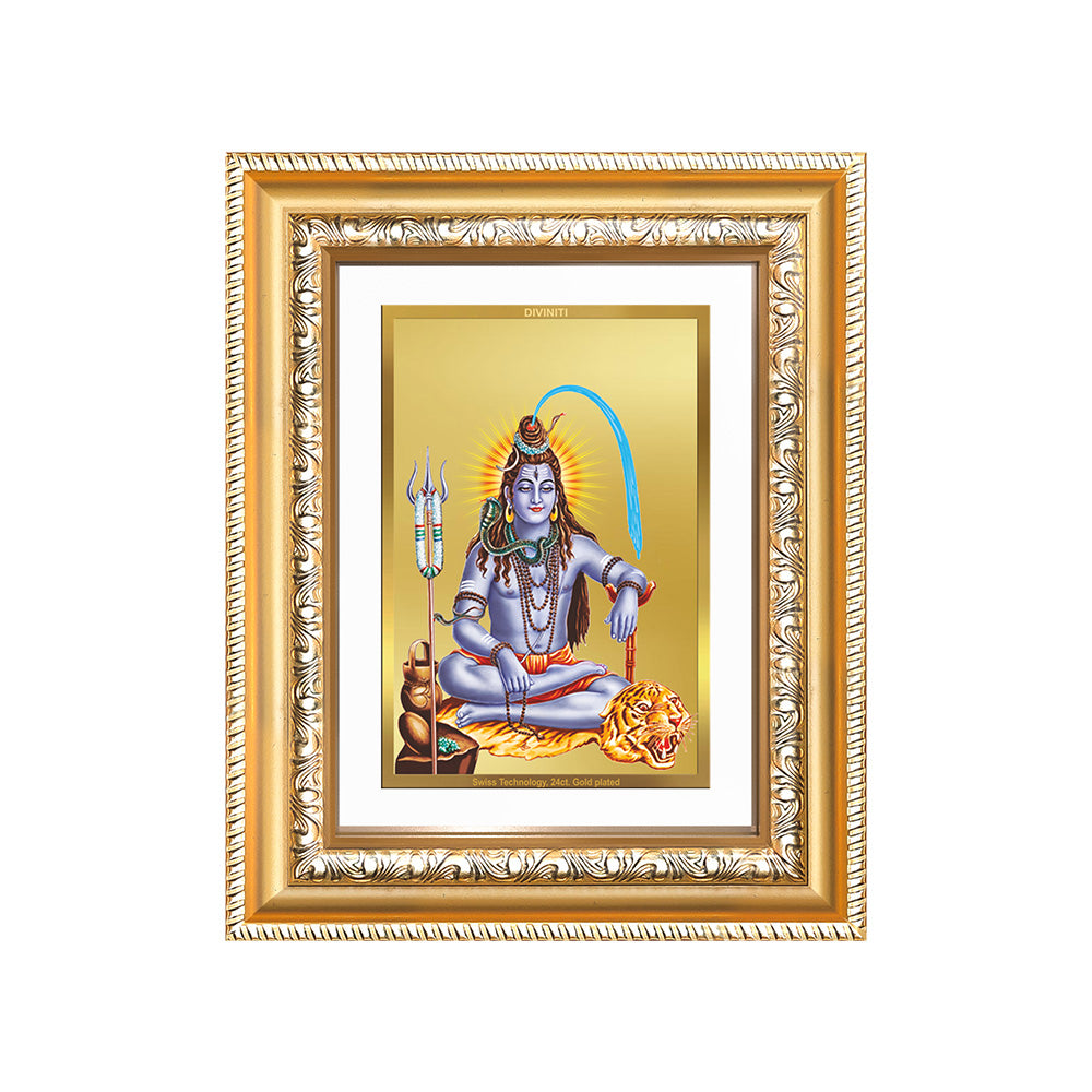 Diviniti 24K Gold Plated Shiva (Classic) Divine Wall and Table Top Frame for Home Mandir & Office Decor | Luxury Spiritual Gift