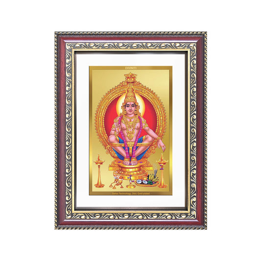 Diviniti 24K Gold Plated Ayyappan Divine Wall Frame for Home Mandir & Office Decor | Luxury Spiritual Gift