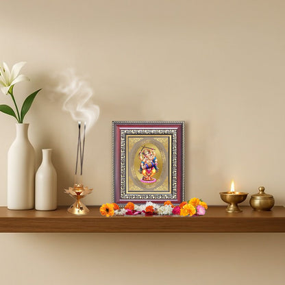 Dancing Ganesha Divine Nataraj Form Sacred Joy & Prosperity Royal Tabletop Frame in 24K Gold Plated Foil