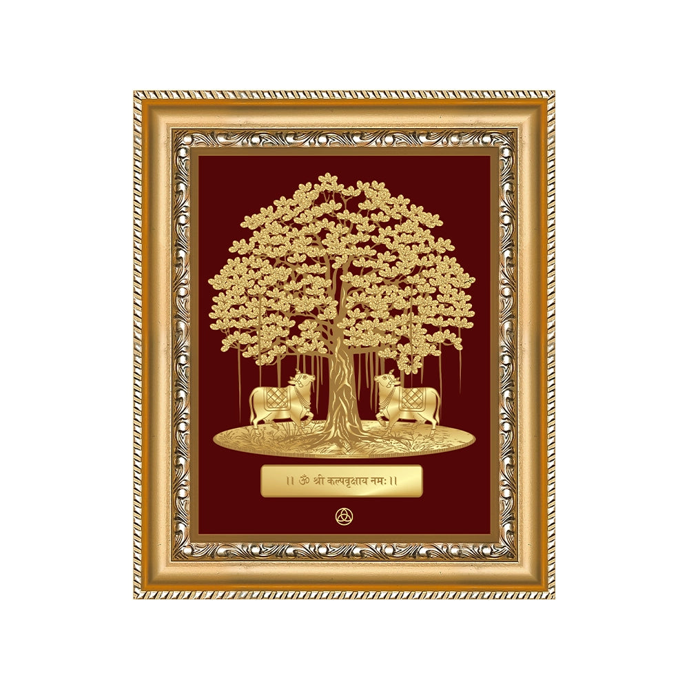 Tree of Life with Cow Frame in 24k gold plated foil