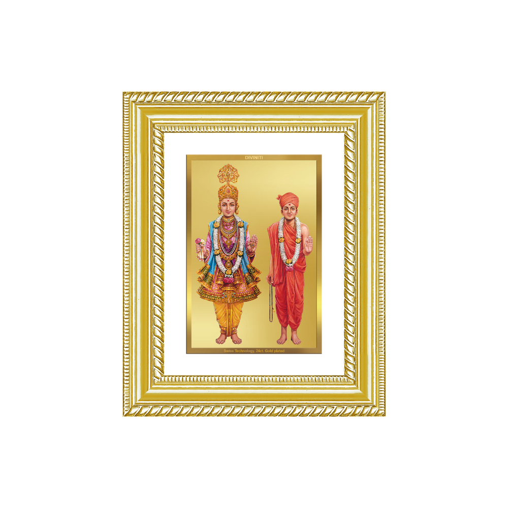 Diviniti 24K Gold Plated Swaminarayan (Classic) Divine Wall and Table Top Frame for Home Mandir & Office Decor | Luxury Spiritual Gift