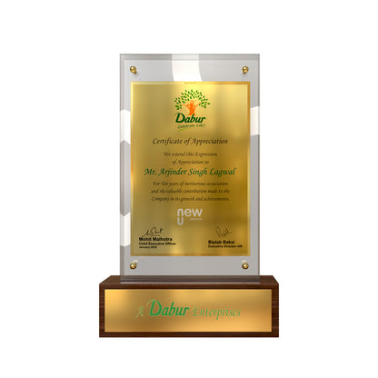 Customized Premium Trophy with 24K Gold Foil Printing | Corporate Recognition & Appreciation Award