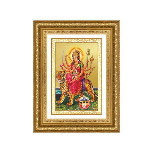 Diviniti 24K Gold Plated Durga - Sherawali Mata With Pind (Classic) Divine Wall Frame for Home Mandir & Office Decor | Luxury Spiritual Gift