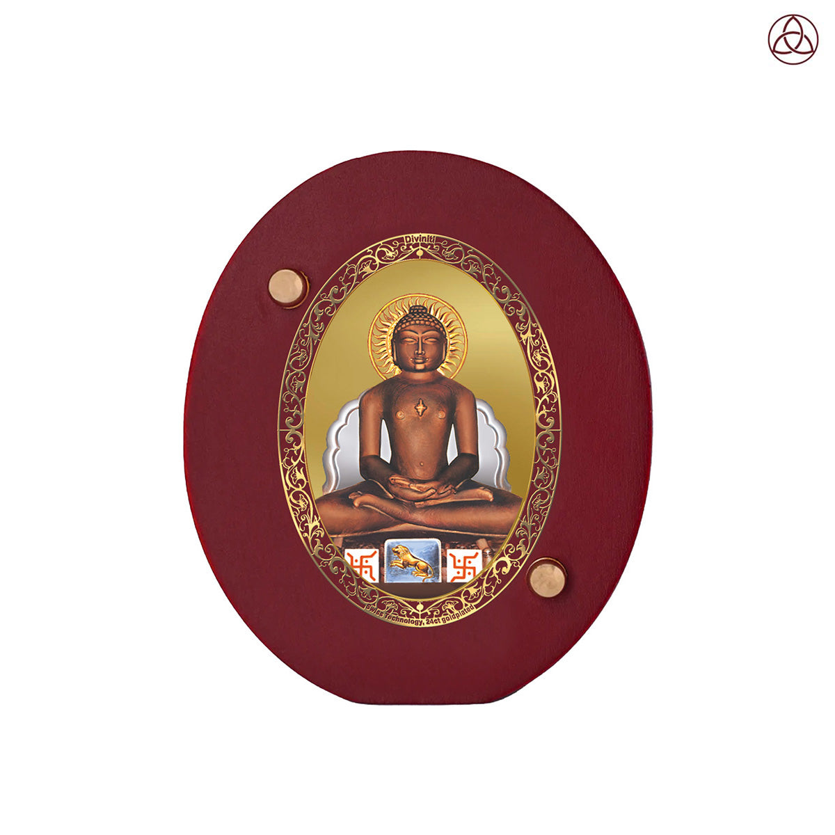 Lord Mahavira Car Dashboard & Tabletop Photo Frame in 24K gold plated royal foil