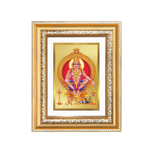 Diviniti 24K Gold Plated Ayyappan Divine Wall and Table Top Frame for Home Mandir & Office Decor | Luxury Spiritual Gift
