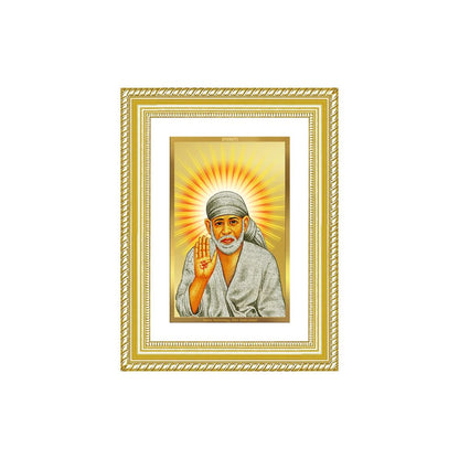 Diviniti 24K Gold Plated Sai Baba With Blessings (Classic) Divine Wall Frame for Home Mandir & Office Decor | Luxury Spiritual Gift
