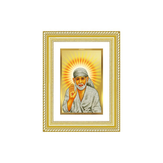 Diviniti 24K Gold Plated Sai Baba With Blessings (Classic) Divine Wall Frame for Home Mandir & Office Decor | Luxury Spiritual Gift