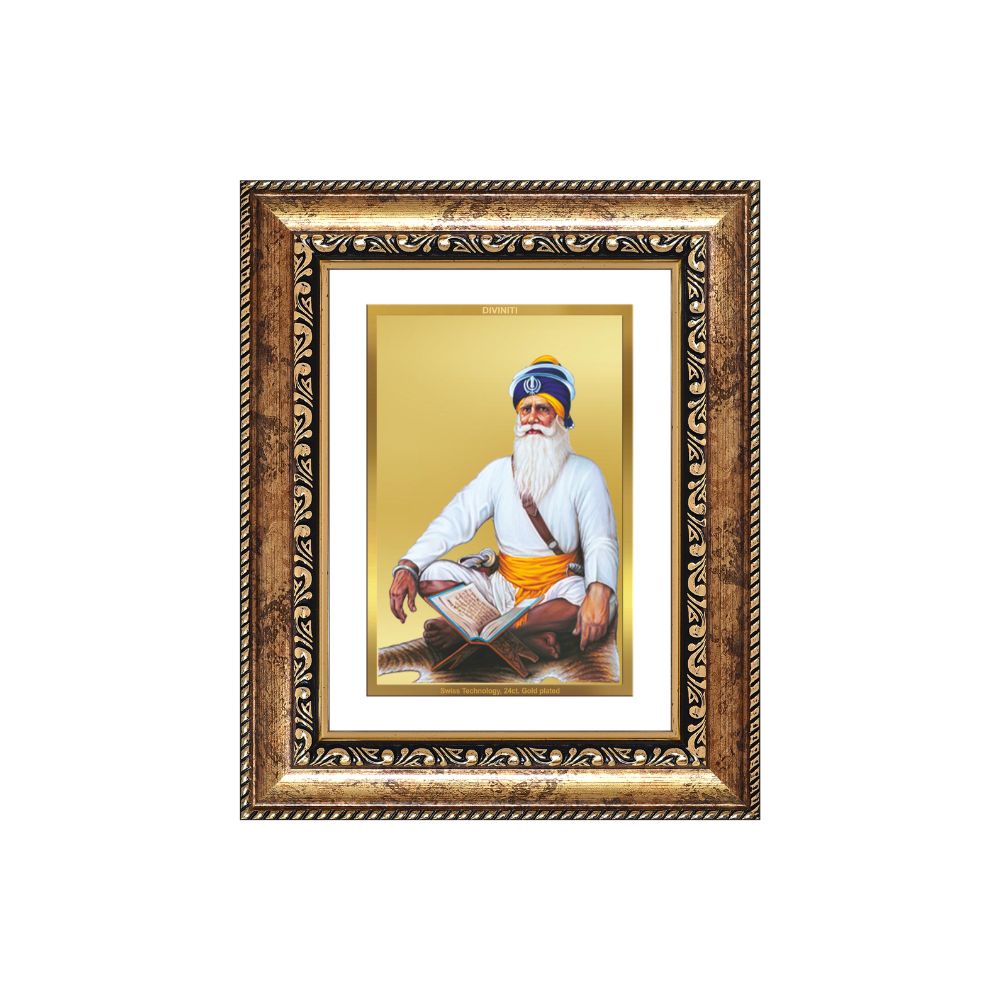 Diviniti 24K Gold Plated Baba Deep Singh Sacred Sikh Wall and Table Top Frame for Home Decor & Office Ambiance | Premium Spiritual Gift