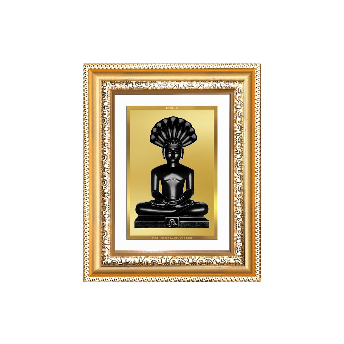 Diviniti 24K Gold Plated Parshvanath (Classic) Divine Wall and Table Top Frame for Home Mandir & Office Decor | Luxury Spiritual Gift