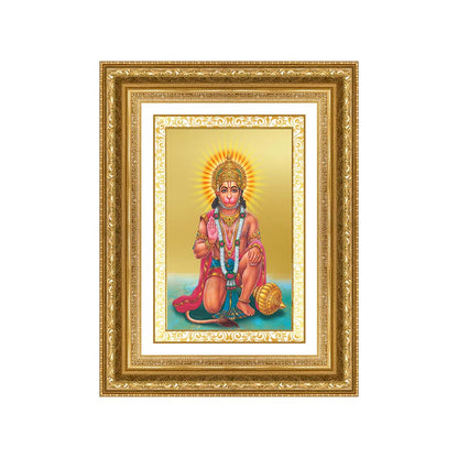 Diviniti 24K Gold Plated Ashirwad Hanuman (Classic) Divine Wall Frame for Home Mandir & Office Decor | Luxury Spiritual Gift