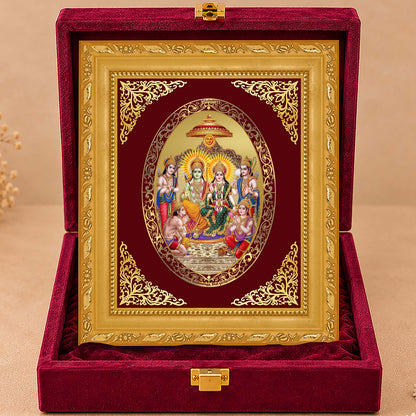 24K Gold-Plated Ram Darbar Frame | Premium Gift Box | 21.5x17.5 CM